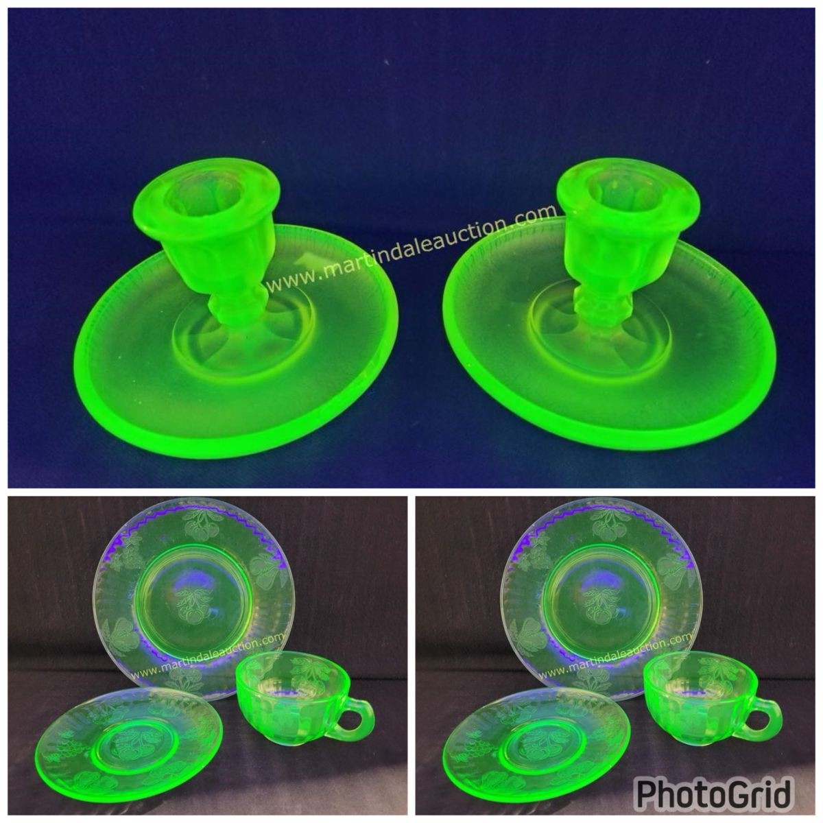 Vintage uranium vaseline glass depression glass