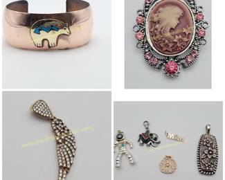 10K gold pendant (missing stones) & misc jewelry