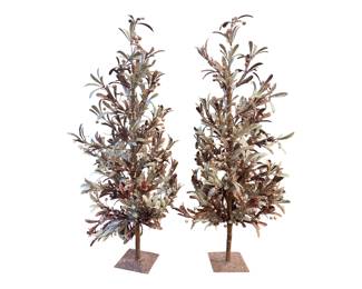 Pair of Glittered Artificial Branch Tree Decorations