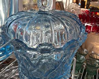 Fostoria Crown Blue Candy dish with lid