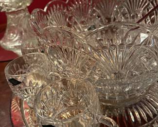 Shannon Crystal Punch Bowl set with cups, tray and ladle