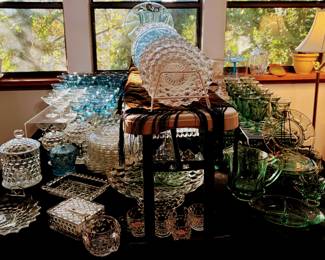 Beautiful Fostoria, Jamestown in Green and clear Fostoria American