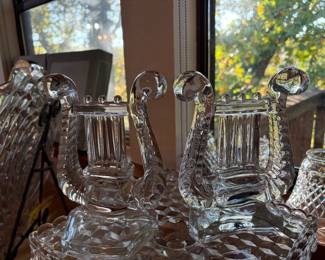 Fostoria Glass Harp Bookends
