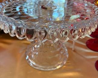 Vintage Fostoria American Round Cake Stand w/ Rum Well