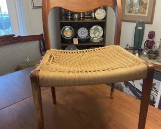 Dining Chair.  There are 6 chairs.  All need repair.  c Chairs, the wood is good (one has broken leg).  Seating material needs repair on all. 