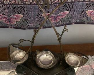 Display rack for blue decanters pictured before