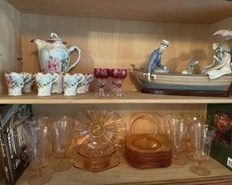 Collectibles, Lladro, Depression glass, Cranberry apertifs