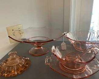 Close up pics - pink Depression Glass
