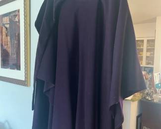 Luxurious 'Hourihan' Coat wrap w/ hood.  Deep Purple Color.