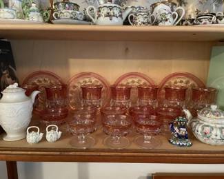 "Crown goblets, sherberts, dessert plates