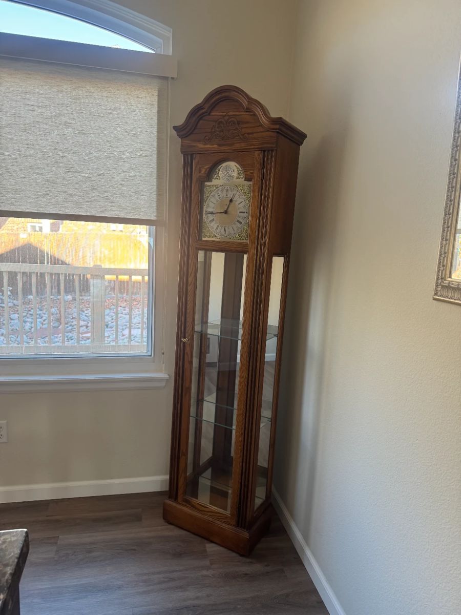 Grandfather Clock with Glass Shelving