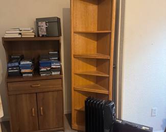 Corner Shelving Unit , Cabinet, Heater, TONS OF DVDs and Leather Briefcase