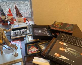 Sports Memorabilia, Denver Bronco Nome's, Old School Calculator, Metal Desk and Chair