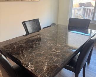 Marbled Dining Table and 4 Chairs 