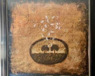 Hand-worked mixed-media artworks produced by Corporate Art West for Nordstrom Store #364, attributed to the artist Ann Siems’ style. These pieces feature stitched and waxed paper, hand-applied pigment, and textured botanical detailing. Originally installed in Nordstrom’s interior design program (1st Floor Vestibule). Studio-produced semi-originals, not mass-produced prints.