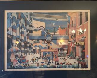 Ralph L. Adolph (American Artist)
Subject: Horton Plaza
Year: 1989
Medium: Hand-signed Limited Edition Lithograph (or Serigraph)
Signature: Signed and dated by the artist in pencil, lower right
Framing: Professionally matted and framed behind glass