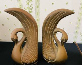 Brass Swan Bookends