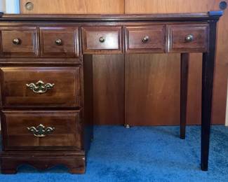 Vintage Lea Wood Desk Safety Edging Attached