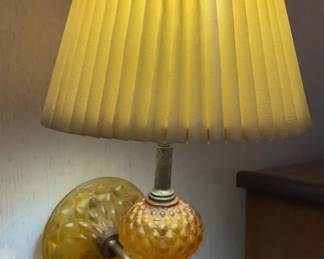 Vintage Amber Glass Wall Sconce Lamp