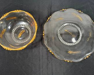 Decorative Bowl And Plate With Gold Trim