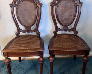 Vintage Wood Cane Chairs