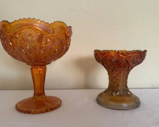 Imperial Marigold Carnival Glass Compote Dish 