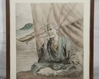  02 Original Korean Etching Print Fisher Resting by Willy Seiler