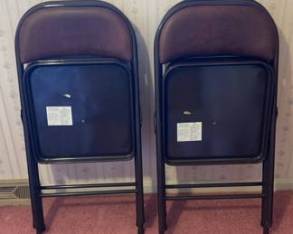 Set of 4 Burgundy Brown Folding Chairs