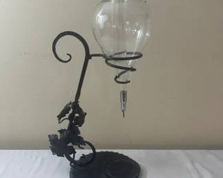 Vintage Wrought Iron Etched Glass Wine Aerator