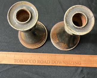 C98 - $20. Clay Works Pottery Candlesticks. 