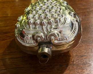 C103 - $60. Antique Heidt Bumpy Heart Grapes Glass Ornament. 