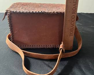 C62 - $30. Hand Tooled Leather Purse. "H" on the top.