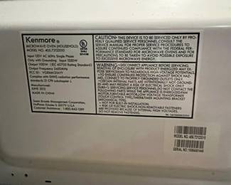 C21 - $40. Kenmore Microwave. Works great - clean on the inside. 