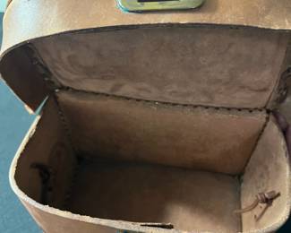 C62 - $30. Hand Tooled Leather Purse. "H" on the top.