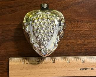 C103 - $60. Antique Heidt Bumpy Heart Grapes Glass Ornament. 
