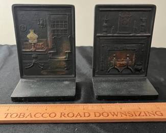 C53 - $25. Bradley Hubbard Cast Iron Bookends. Measures 3.5" x 5.25" tall.