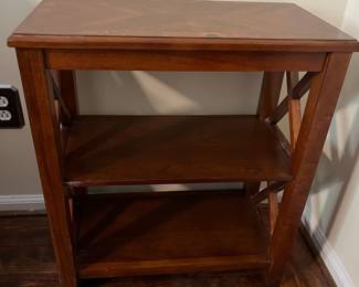 C30 - $30. Butler Specialty Company. Wooden Side Table. Measures 22" x 12" x 25.5" tall. 