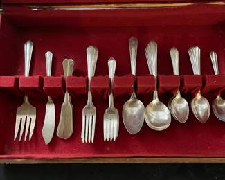 C1 - $40. Triple Plated Flatware - Service for 8. WMA Rogers Oneida. Monogramed "B". Includes Box. 