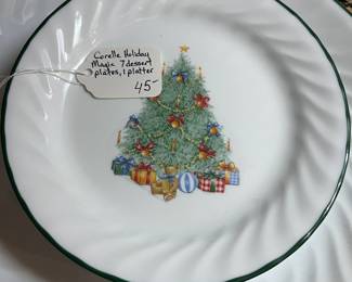 C7 - $45. Corelle Holiday Magic. 7 Dessert Plates 1 Platter. Very good condition!