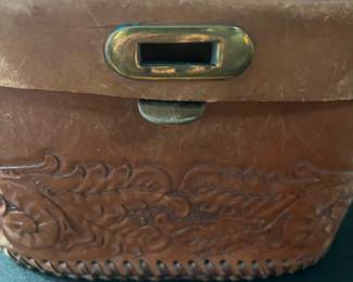 C62 - $30. Hand Tooled Leather Purse. "H" on the top.