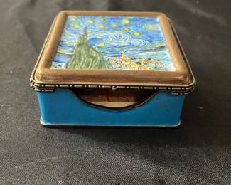 C80 - $20. Keven Chin Cloisonne Starry Night Trinket Box. # 27 Signed 2004.