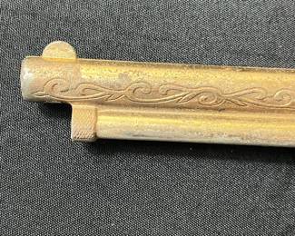 C59 - $60. Roy Rogers Forty Niner Pistol Cap Gun. Gold Plated. Comes with Red Ryder leather holster. 