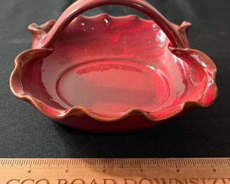 C56 - $60. Nancy Owens Brewer Signed Pottery Basket. "Tray"