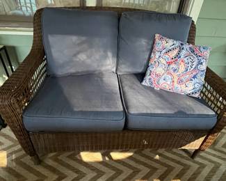 C91 - $100. Hampton Bay Loveseat. Measures 56" wide x 36" tall x 34" deep. 
