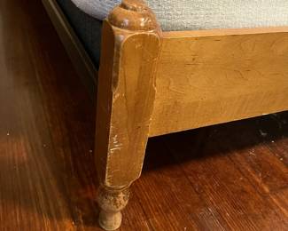 C37 - $75. Full Size Wooden Bed Frame with like new/clean mattress & boxspring. Measures 59" wide x 37" tall x 85" long. 