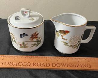 C52 - $20. Chinese Garden By Stafford. Set includes 4 cups, sugar and creamer.