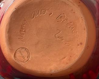 C56 - $60. Nancy Owens Brewer Signed Pottery Basket. "Tray"