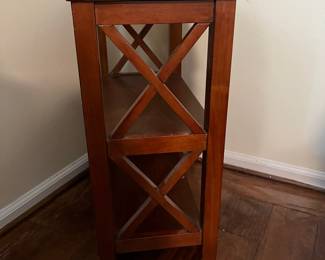 C30 - $30. Butler Specialty Company. Wooden Side Table. Measures 22" x 12" x 25.5" tall. 