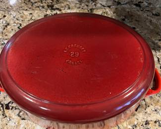 C8 - $150. Le Creuset #29. Dutch Oven. Appears to only have been used a couple times - very gently. Enamel has no pitting. 