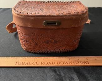 C62 - $30. Hand Tooled Leather Purse. "H" on the top.